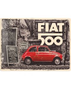 Nostalgic-Art Large Sign Fiat 500 Red Car 30x40cm