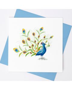 Quilled Greeting Card Peacock Plumage 15x15cm