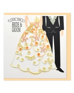 Quilled Greeting Card Wedding - For The Bride and Groom 15x15cm