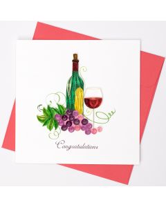 Quilled Greeting Card Congratulations - Wine and Grapes 15x15cm