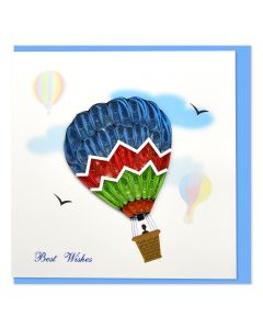 Quilled Greeting Card Best Wishes Hot Air Balloon 15x15cm