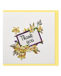 Quilled Greeting Card Thank You - Cream Flowers 15x15cm