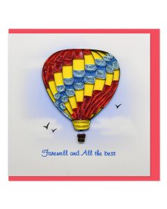 Quilled Greeting Card Hot Air Balloon Farewell and All The Best 15x15cm
