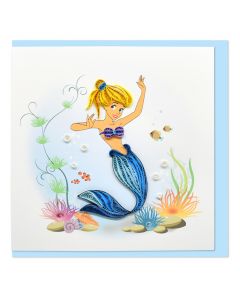 Quilled Greeting Card Mermaid 15x15cm