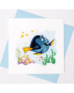 Quilled Greeting Card Blue Fish 15x15cm