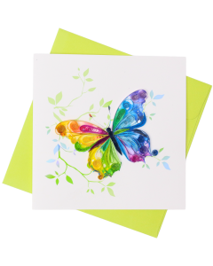 Quilled Greeting Card Multi-coloured Butterfly 15x15cm