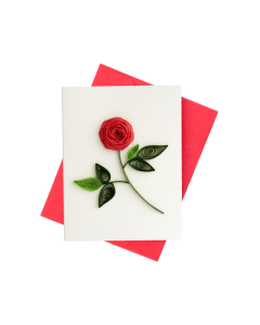 Quilled Mini Greeting Card Single Rose 8.5x6.4cm