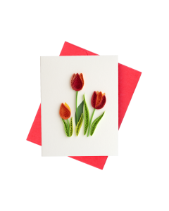 Quilled Mini Greeting Card Tulips 8.5x6.4cm