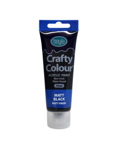 Crafty Colour Acrylic Paint 75ml Matt Black